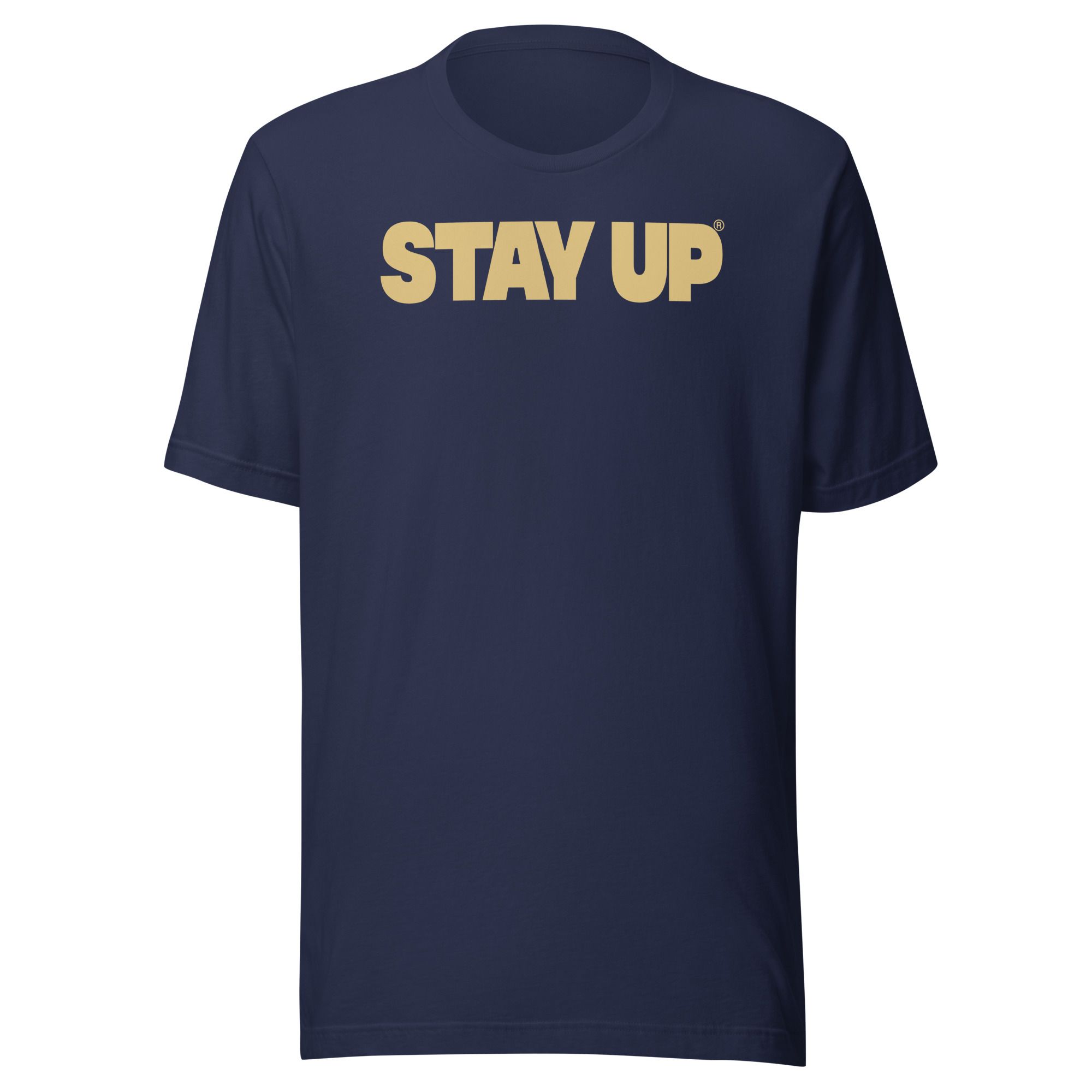 Gold on Navy Stay Up Adventure Collection t-shirt