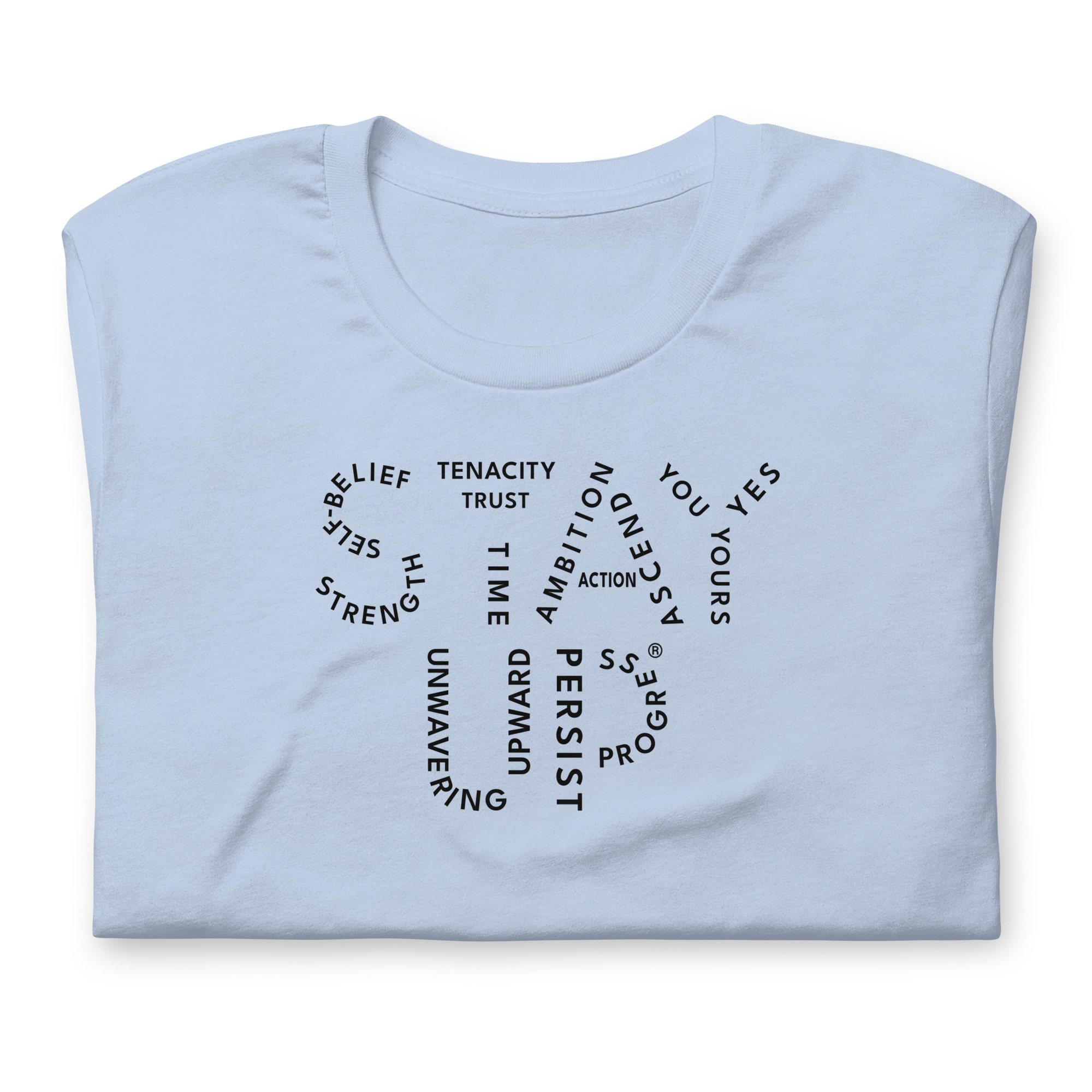 Black on Light Blue Stay Up Principles Collection t-shirt