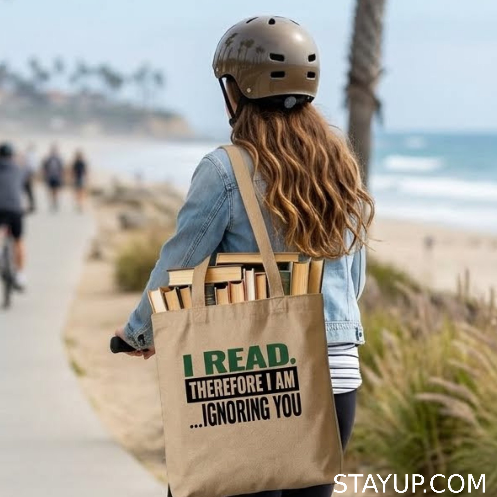 Stay Up Clothing Tote Bag with I Read Therefore I Am Ingonring You Design